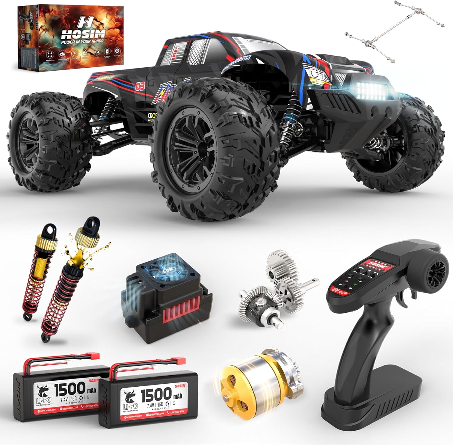 Rc Hobby Grade Monster Truck - شاحنة وحش كهربائية بتحكم عن بعد
